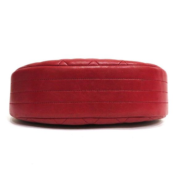 Chanel Matelasse Chain Shoulder Half Moon Lambskin Leather Red - Picture 5 of 8